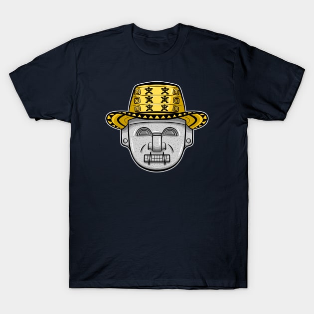 Colombian San Agustin pre columbus indigenous art with "sombrero vueltiao" T-Shirt by Drumsartco